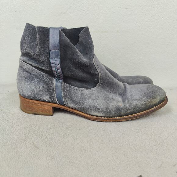N.D.C. Ankle Boots Womens 39 US 9 Blue Gray Suede Pull On Western Cowgirl Boho - Picture 1 of 9